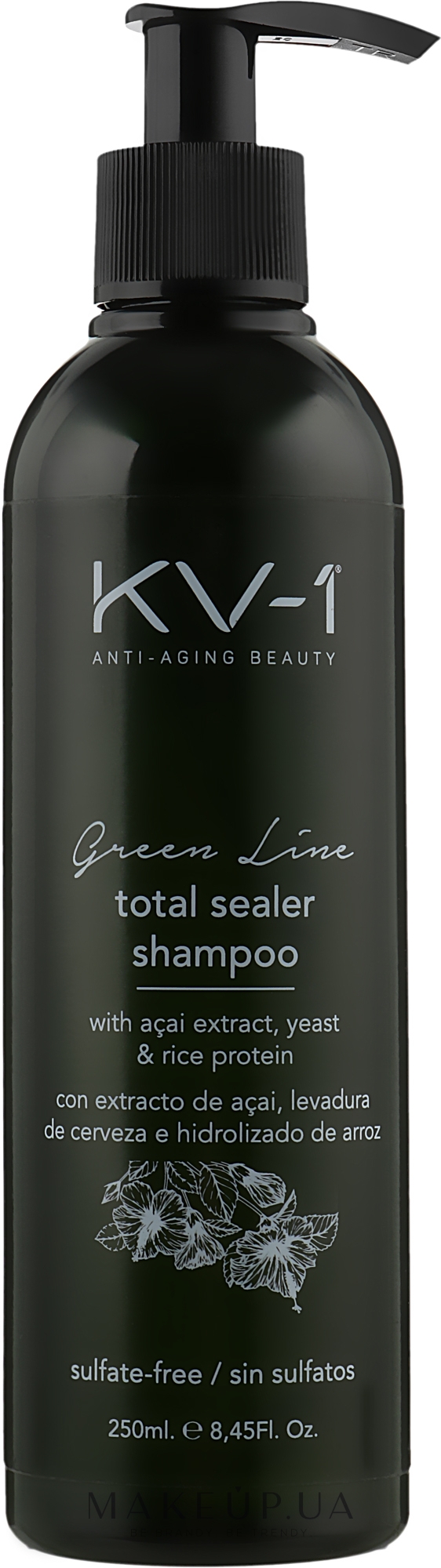 Захисний шампунь для відновлення та блиску фарбованого волосся - KV-1 Green Line Total Sealer Shampoo — фото 250ml