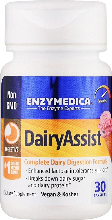 Пищевая добавка "Ферменты для переваривания лактозы" - Enzymedica DairyAssist — фото N1