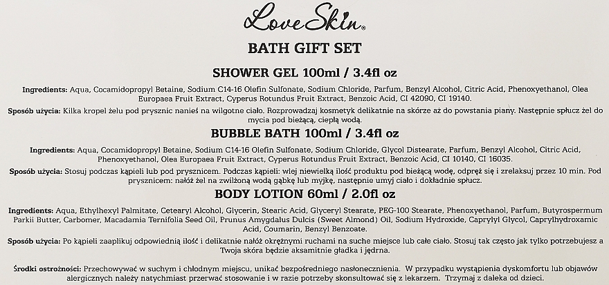 Набор - Love Skin Bath Gift Set (sh gel/100ml + bubble bath/100ml + b lot/60ml) — фото N3