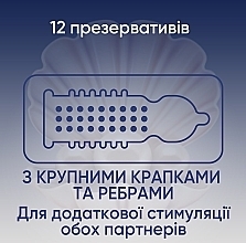 Презервативы латексные с силиконовой смазкой с крупными точками и ребрами, 12 шт - Contex Extra Sensation — фото N2