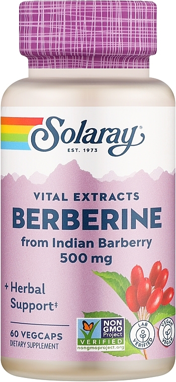 Харчова добавка "Берберин", 500 мг - Solaray Berberine 500 mg — фото N1