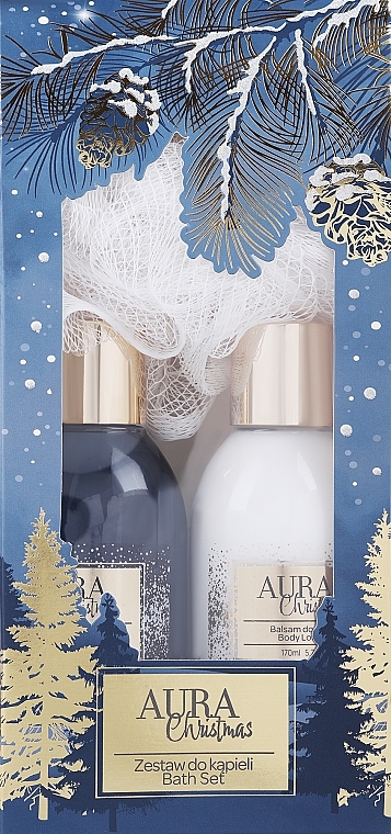 Рождественский набор - Aura Cosmetics (b/wash/170ml + b/lot/170ml + sponge) — фото N1