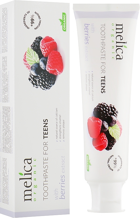 УЦЕНКА Зубная паста для подростков "Ягодный микс", 6-14 лет - Melica Organic Toothpaste For Teens With Berries Extract * — фото N1