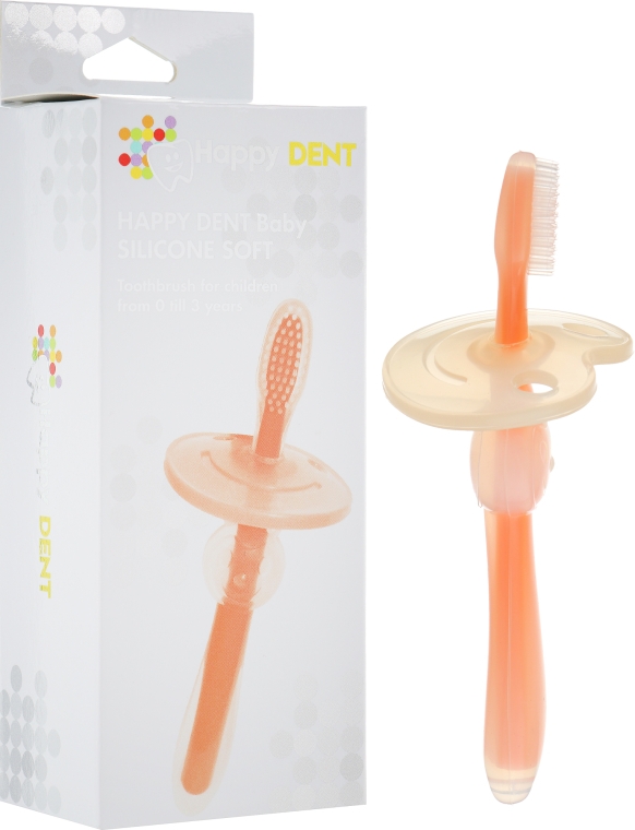 Зубная щетка для детей от 0 до 3 лет, силиконовая, оранжевая - Happy Dent Baby