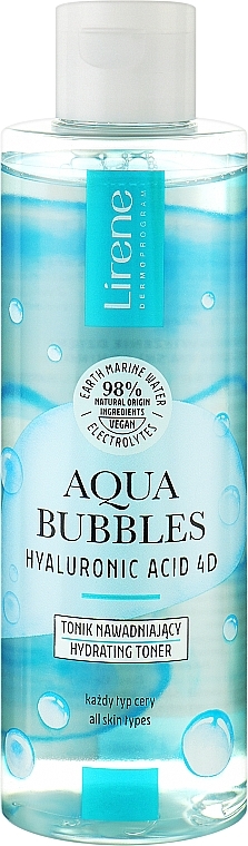 Увлажняющий тоник для лица - Lirene Aqua Bubbles Hyaluronic Acid 4D Moisturizing Tonic — фото N1