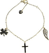 Браслет женский, лист, крест и крыло, золотистый - Lolita Accessories — фото N1