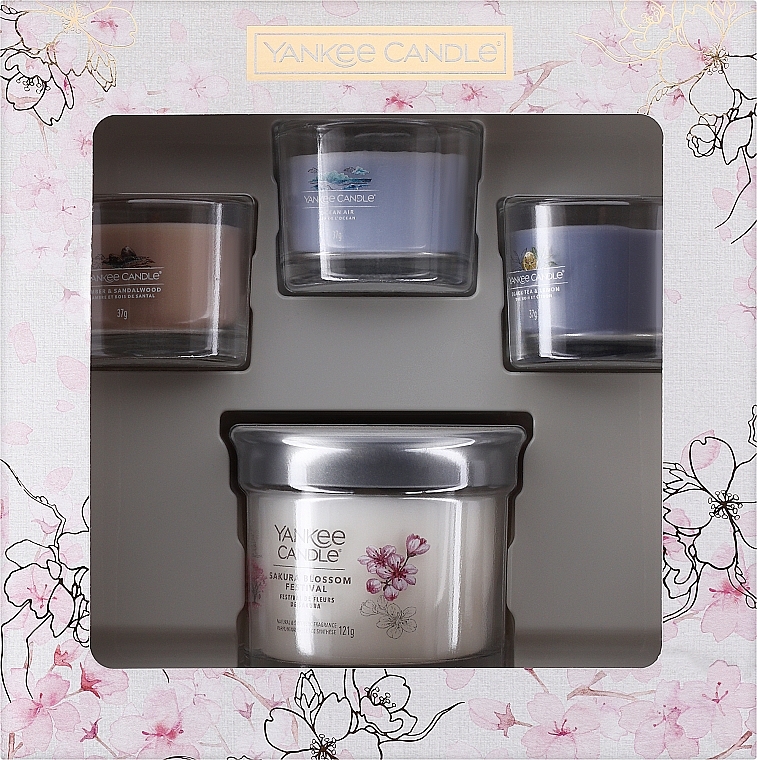 Набір ароматичних свічок - Yankee Candle Sakura Blossom Festival Small Tumbler & Three Filled Votive Gift Set — фото N1