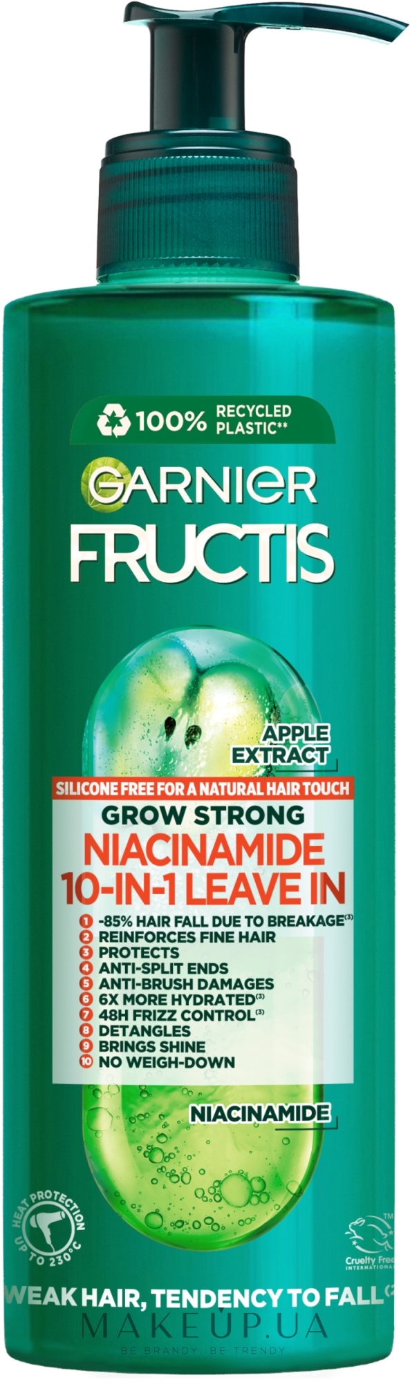 Комплексное средство 10в1 для ослабленных волос "Рост во всю силу" с экстрактом яблока и растительным глицерином - Garnier Fructis Grow Strong — фото 400ml