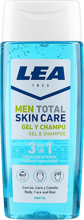 Інтенсивний освіжальний гель для душу 3в1 - Lea Men Total Skin Care Intense Freshness Shower Gel & Shampoo — фото N1
