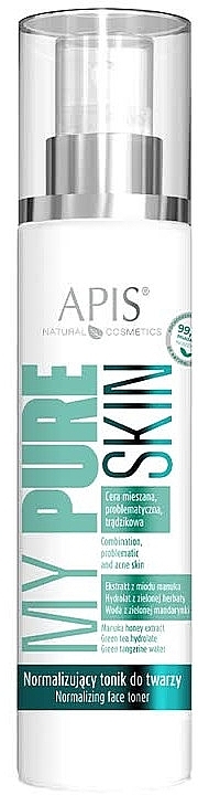 Нормализующий тонер для комбинированной и проблемной кожи лица - APIS Professional My Pure Skin Normalizing Face Toner — фото N1