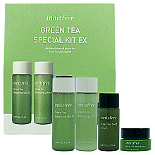 Духи, Парфюмерия, косметика УЦЕНКА Набор мини продуктов - Innisfree Green Tea Special Kit Sample (toner/25ml + b/lot/25ml + ser/15ml + cr/10ml) *