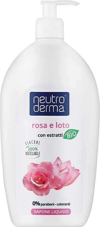 Рідке мило з органічними екстрактами Лотоса та Троянди - Neutro Derma Rosa e Loto — фото N1