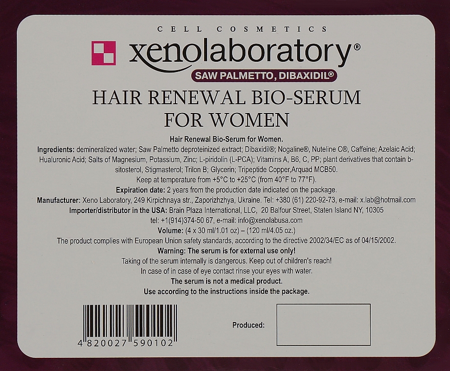 Сыворотка для предотвращения выпадения волос у женщин - Xeno Laboratory Bio-Serum For Women — фото N3