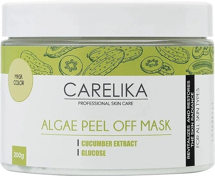 Альгінатна маска на основі водоростей з екстрактом огірка - Carelika Algae Peel Off Mask Cucumber Extract — фото N1