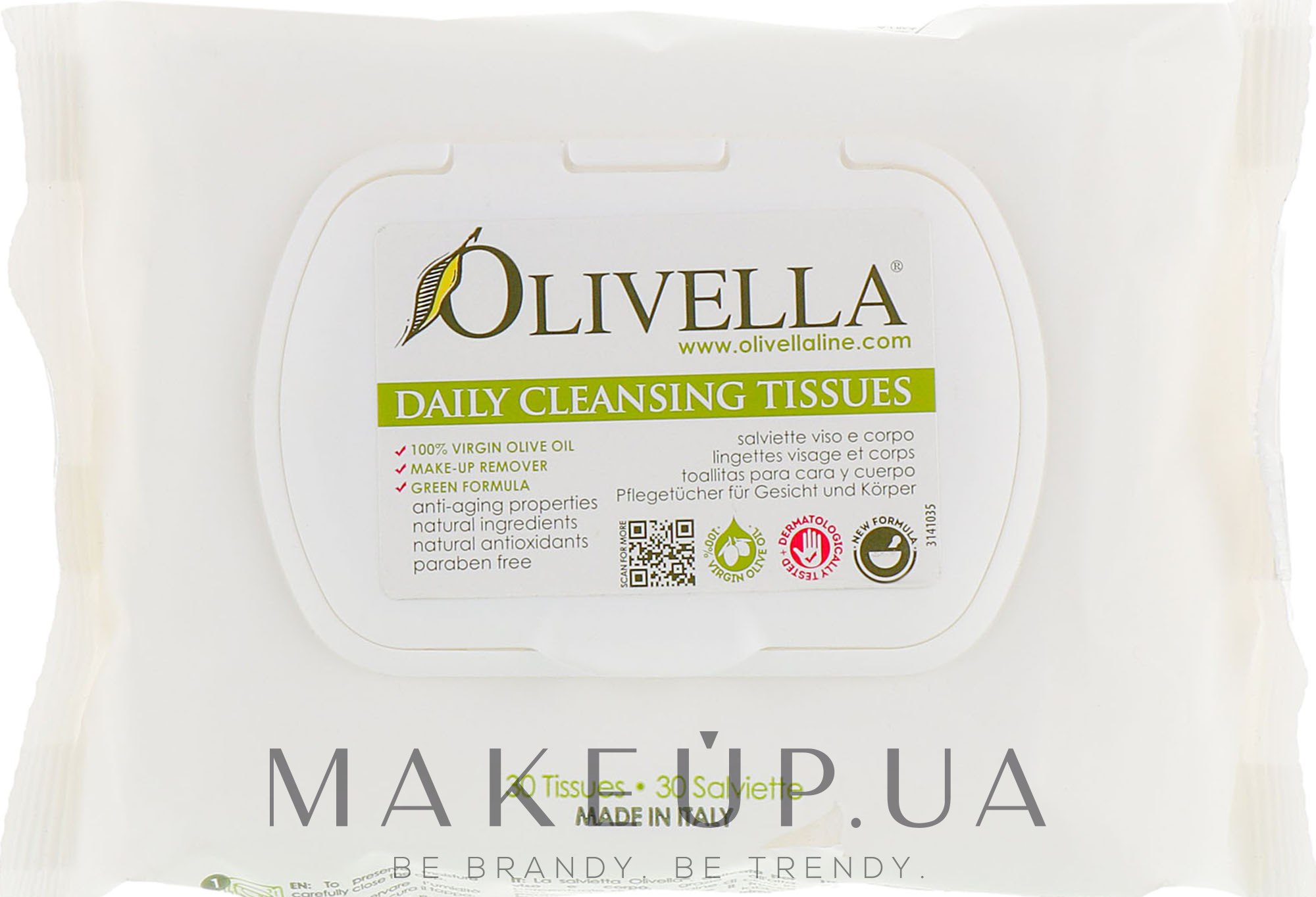 Очищувальні серветки для обличчя і тіла - Olivella Daily Facial Cleansing Tissues — фото 30шт