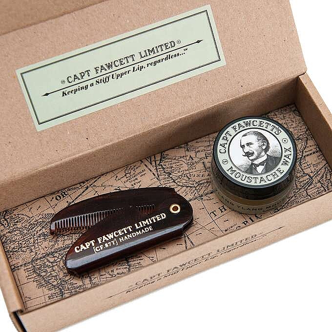 Набор - Captain Fawcett Moustache Wax & Folding Pocket Moustache Comb (CF.87T) (wax/15ml + comb/1pcs) — фото N1