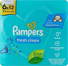 Парфумерія, косметика Дитячі вологі серветки "Fresh Clean", 6x52 шт. - Pampers