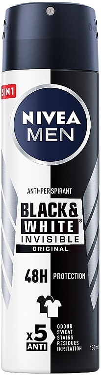 Антиперспирант "Черное и белое. Невидимый" - NIVEA MEN Black & White Invisible Original Anti-Perspirant — фото N1