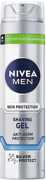 Гель для бритья "Серебряная защита" - NIVEA MEN Silver Protect Skin Protection Shaving Gel — фото N1