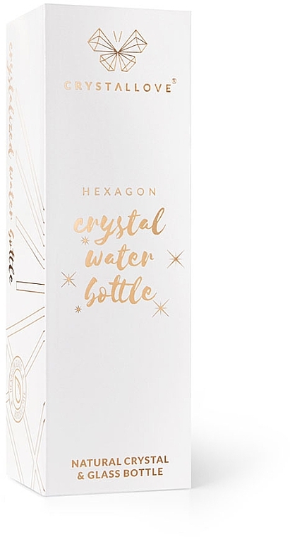 Скляна пляшка для води з гірським кришталем, 650 мл - Crystallove Hexagon Rock Crystal Bottle — фото N7