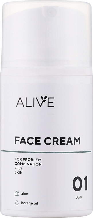 Крем для жирної, проблемної та комбінованої шкіри - ALIVE Cosmetics Face Cream 01 — фото N2