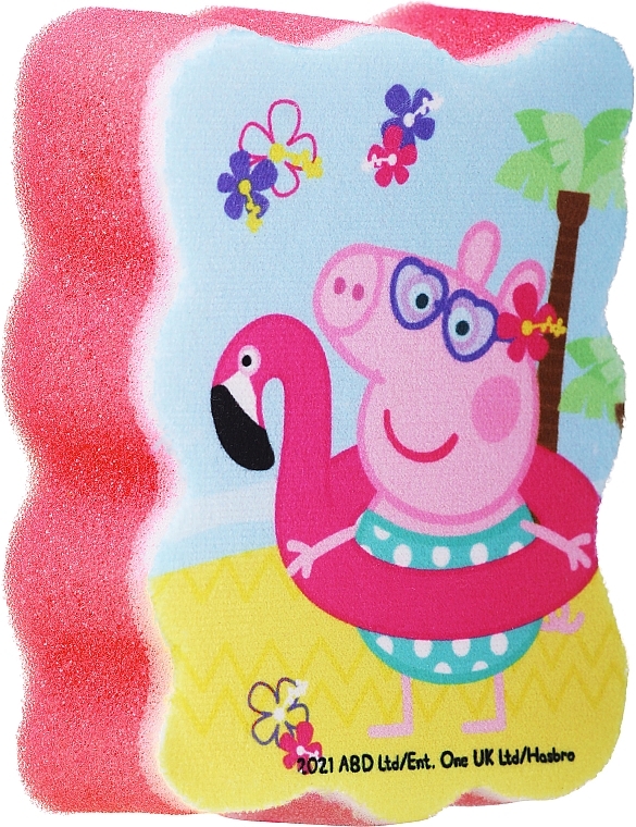 Мочалка банна дитяча "Свинка Пеппа", Пеппа на пляжі, червона - Suavipiel Peppa Pig Bath Sponge — фото N1