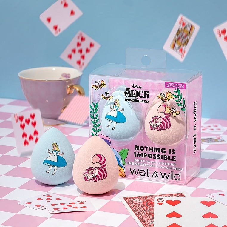 Набор спонжей для макияжа, 2 шт. - Wet N Wild Alice in Wonderland Nothing Is Impossible 2-Piece Makeup Sponge Set — фото N5