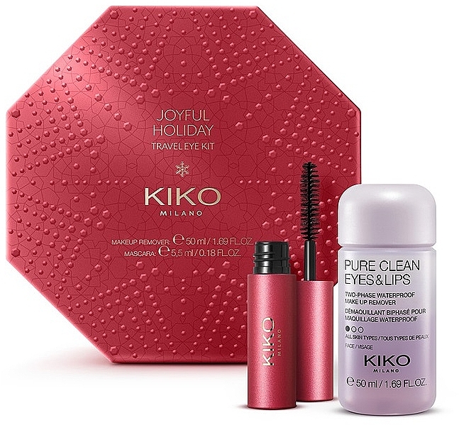Набір - Kiko Milano Joyful Holiday Travel Eye Kit (mascara/5,5ml + remover/50ml) — фото N1