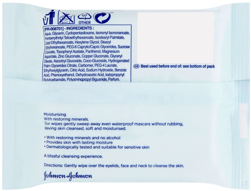 Влажные салфетки - Johnson’s Face Care Wipes Moisturising Dry Skin — фото N2