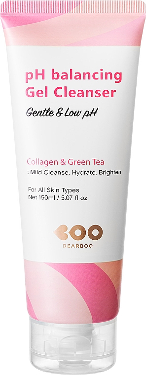 Очищающий гель выравнивающий - Dearboo pH Balancing Gel Cleanser Collagen & Green Tea — фото N1