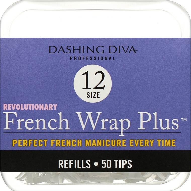 Тіпси вузькі - Dashing Diva French Wrap Plus White 50 Tips (Size - 12) — фото N1