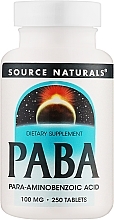 Дієтична добавка "Paba" (пара-амінобензойна кислота), 100 мг - Source Naturals PABA — фото N1