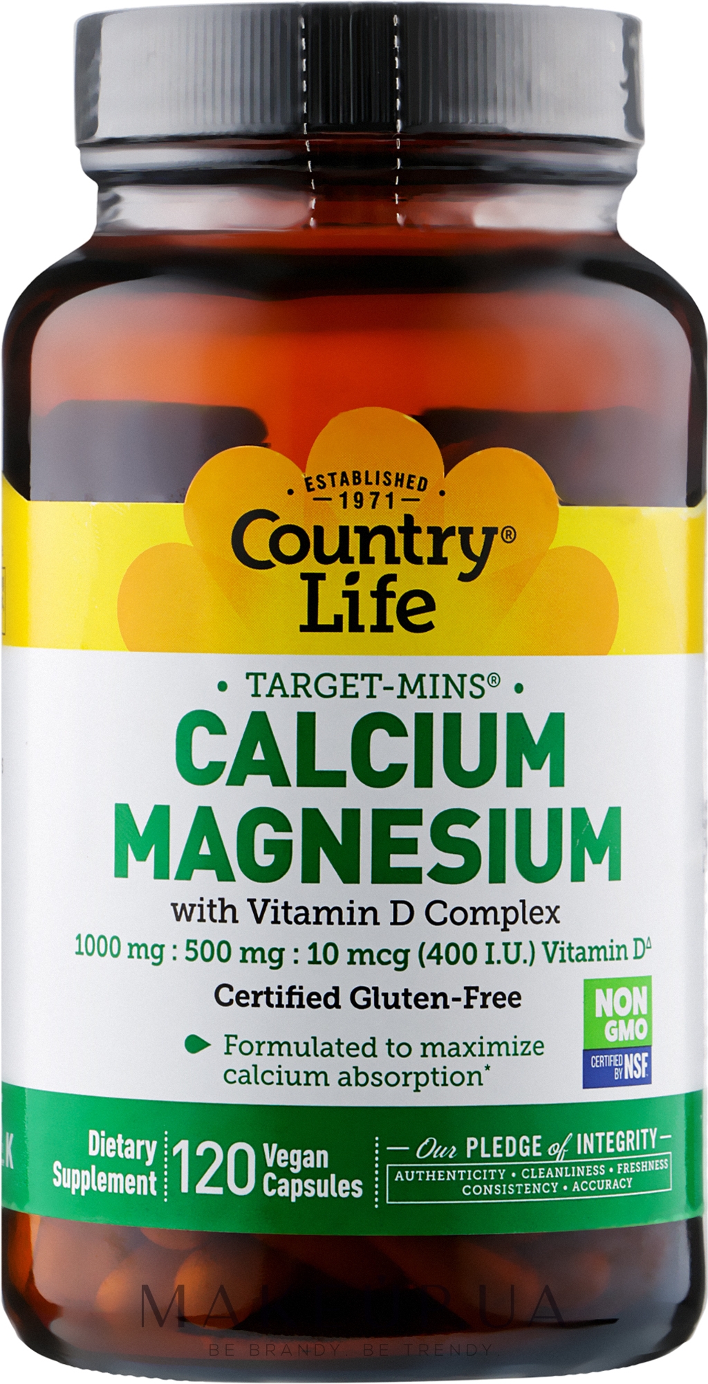 Витаминно-минеральный комплекс кальция, магния и витамина D - Country Life Calcium-Magnesium With Vitamin D — фото 120шт