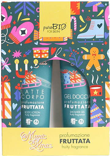 Набор - PuroBio Cosmetics Magic Xmas Fruttata Kit (sh/gel/150ml + b/lot/150ml) — фото N1