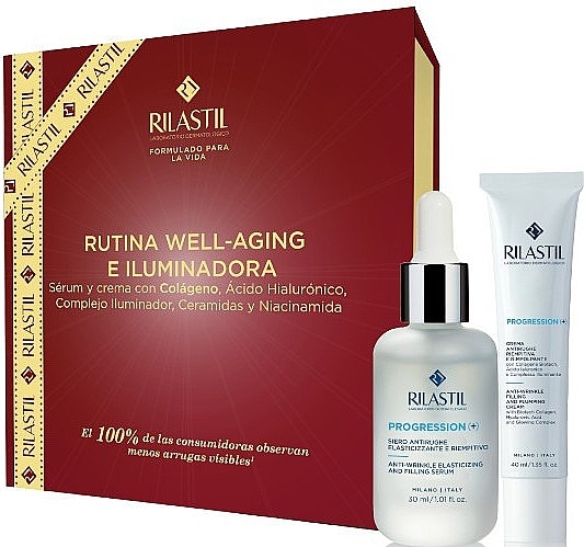 Набор - Rilastil Progression(+) Rutina Well-Aging E Iluminadora (serum/30ml + cream/40ml) — фото N1