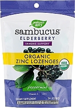 Льодяники "Чорна бузина з цинком та вітаміном С" зі смаком м'яти - Nature’s Way Sambucus Elderberry Zinc With Vitamin C — фото N1