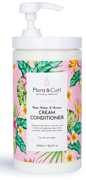 Крем-кондиціонер з трояндовою водою й медом - Flora & Curl Hydrate Me Rose Water & Honey Cream Conditioner — фото N2