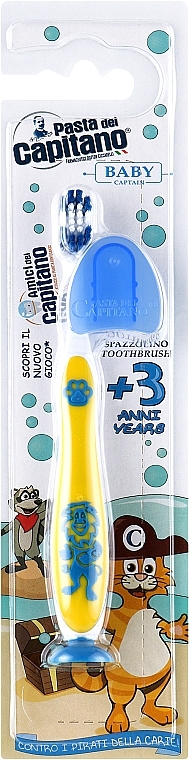Детская зубная щетка 3+, мягкая, желтая со львом - Pasta Del Capitano — фото N1