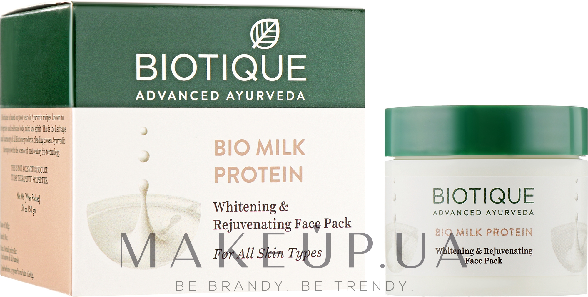 Омолаживающая отбеливающая маска для лица "Био протеины молока" - Biotique Bio Milk Protein Whitening and Rejuvenating Face Pack — фото 50g