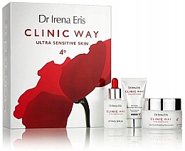 Парфумерія, косметика Набір "Clinic Way 4" - Dr. Irena Eris Clinic Way Ultra Sensetive Skin (cr/50ml + cr/30ml + ser/30ml)