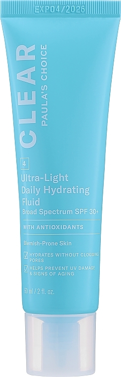 Легкий увлажняющий флюид для лица - Paula's Choice Clear Ultra-Light Daily Hydrating Fluid SPF 30+ — фото N1