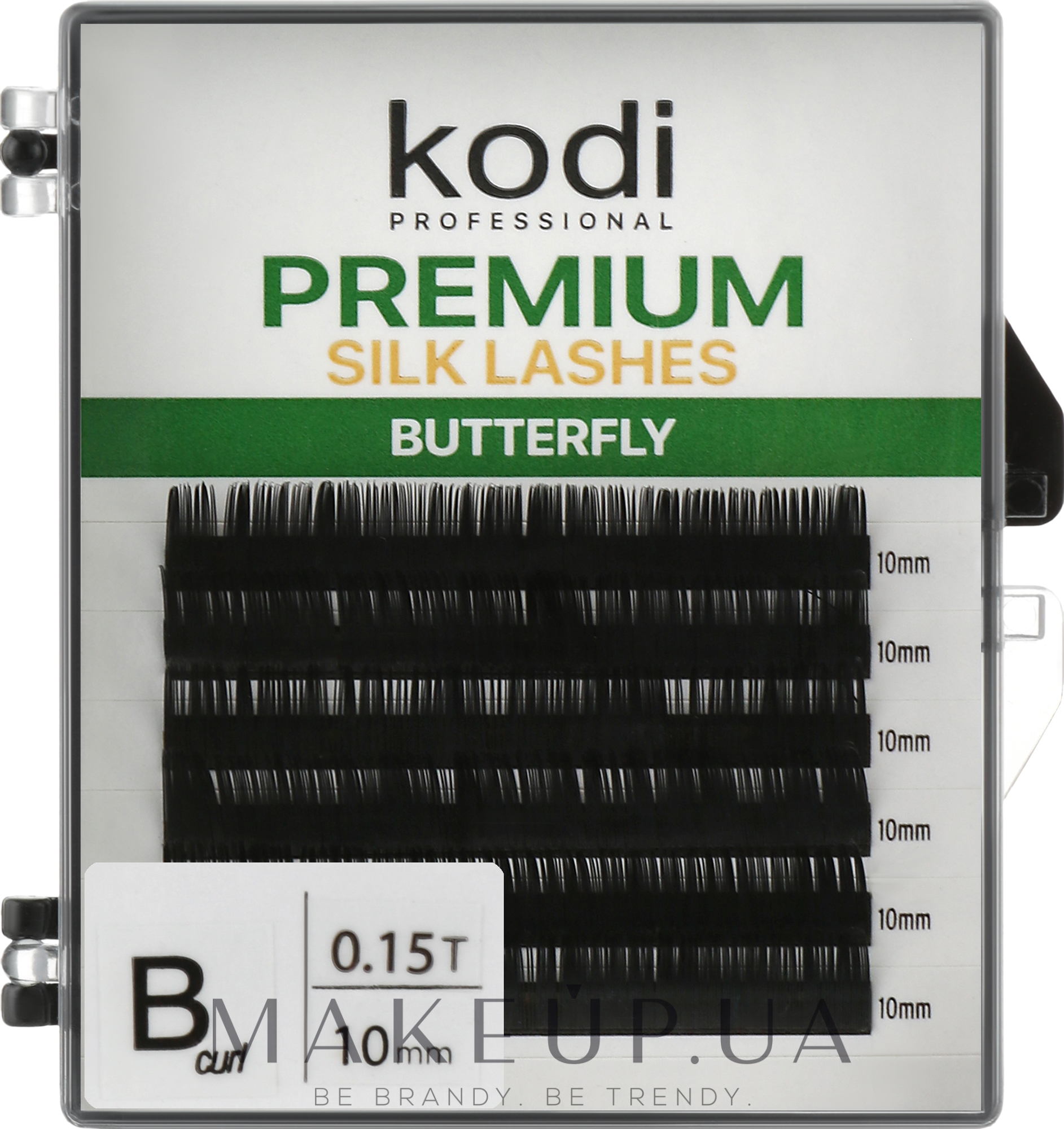 Накладні вії Butterfly Green B 0.15 (6 рядів: 10 мм) - Kodi Professional — фото 1уп