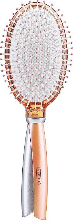 Массажная щетка для волос овальной формы, 24.5см, оранжевая - Titania Salon Professional Cushion Brush — фото N1