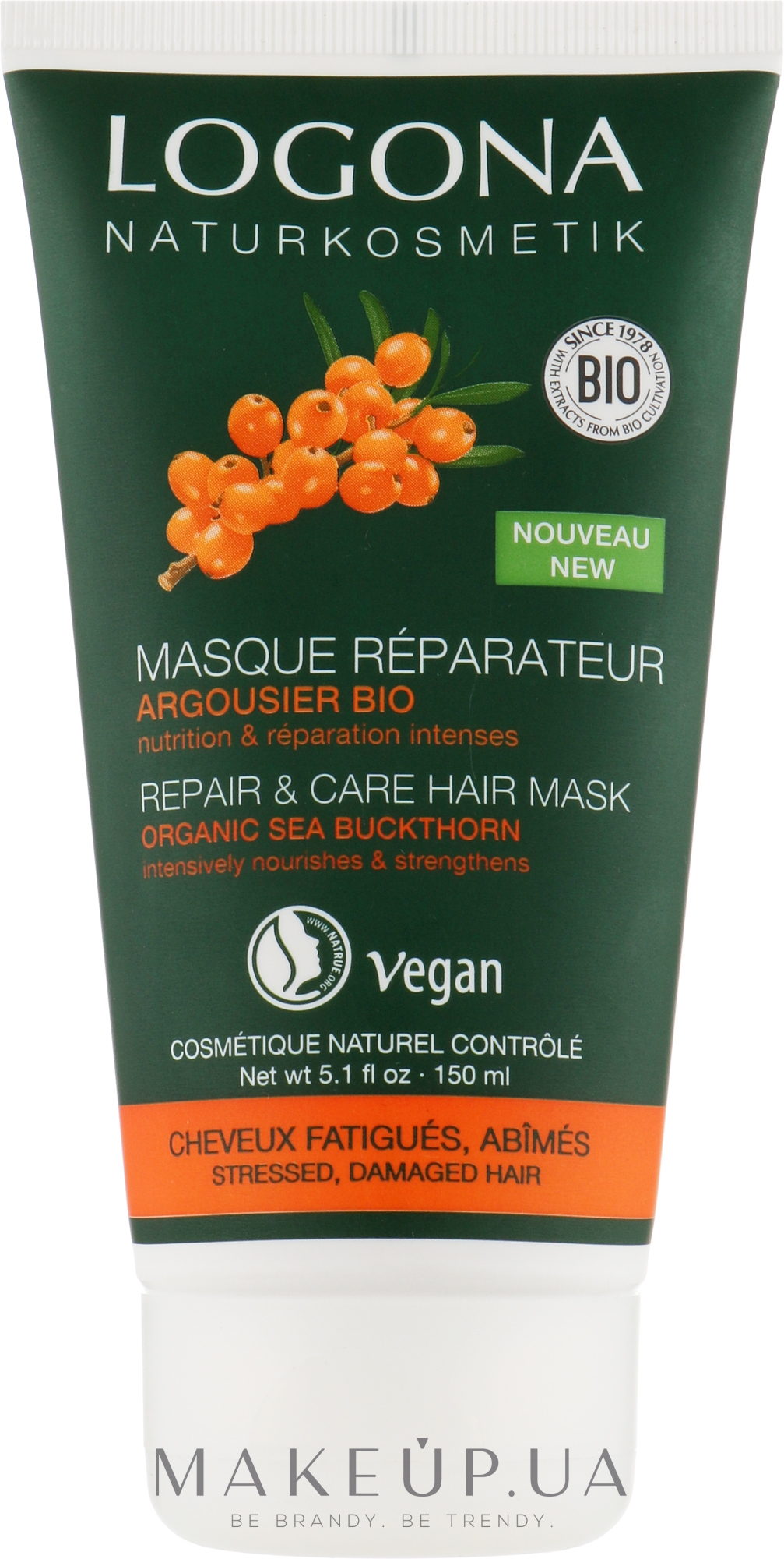 БИО-Маска-реконструктор волос "Облепиха" - Logona Pepair & Care Hair Mask — фото 150ml