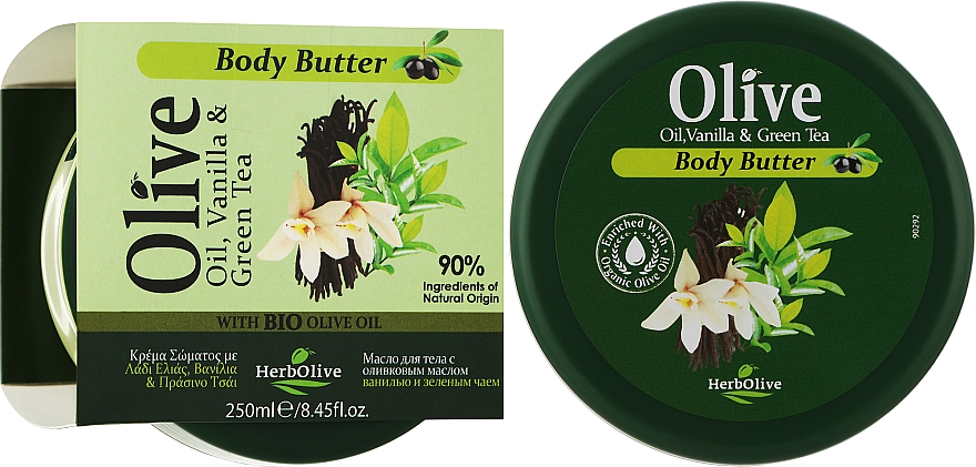 Масло для тела с ванилью и зеленым чаем - Madis HerbOlive Olive Oil Vanilla & Green Tea Body Butter — фото N2