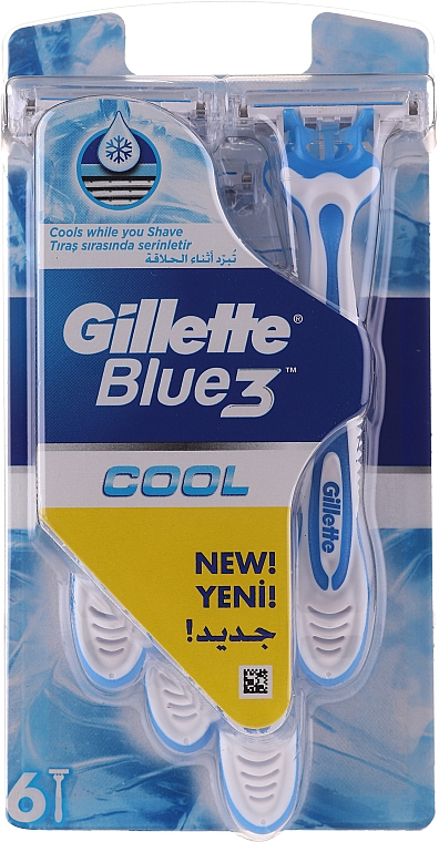 Набор одноразовых станков для бритья, 6 шт. - Gillette Blue 3 Cool — фото N1