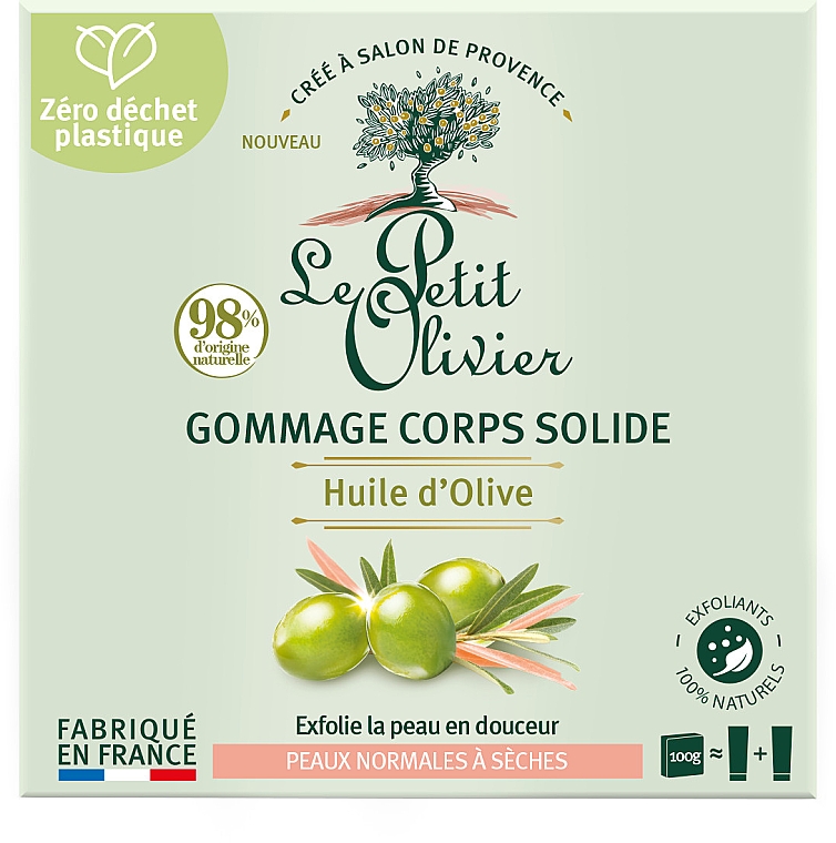Ніжний скраб для тіла з оливковою олією - Le Petit Olivier Solid Body Scrub Olive Oil — фото N1