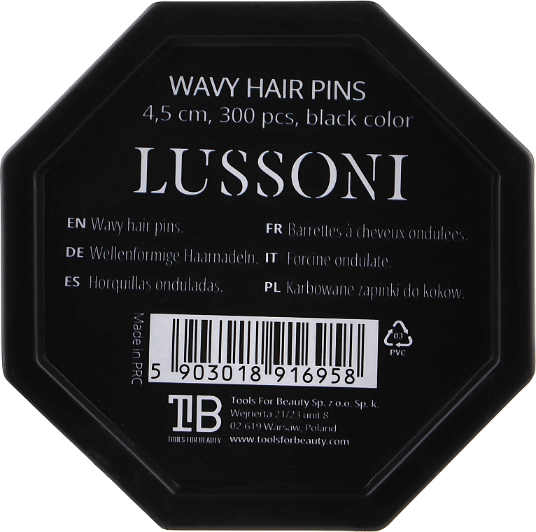 Шпильки волнистые для волос, черные - Lussoni Wavy Hair Pins 4.5 cm Black — фото N2