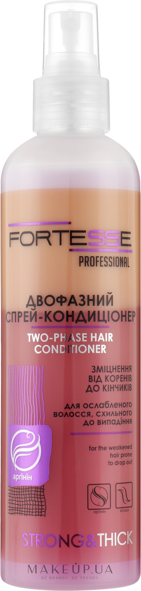 Двухфазный спрей-кондиционер укрепляющий для ослабленных волос, склонных к выпадению - Fortesse Professional Strong & Thick Duo-Phase Hair Conditioner — фото 250ml