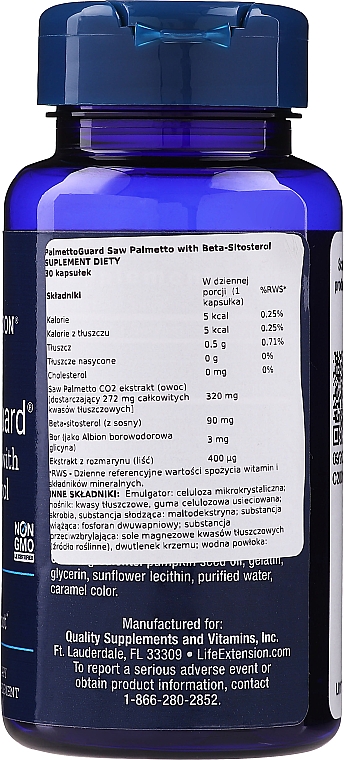 Харчова добавка "Здорова функція простати" - Life Extension PalmettoGuard Saw Palmetto with Beta-Sitosterol — фото N2